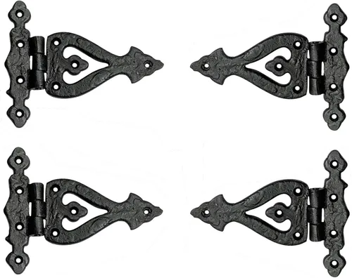 Miniatura 28 de Adonai Hardware Alleluia - Bisagras delanteras de hierro fundido antiguo (3.2 pulgadas x 10 unidades, negro mate) para puertas de granero, puertas