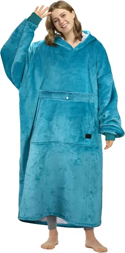 Miniatura 47 de Catalonia Sudadera extragrande tipo manta con capucha, sudadera de sherpa portátil para adultos, hombres y mujeres