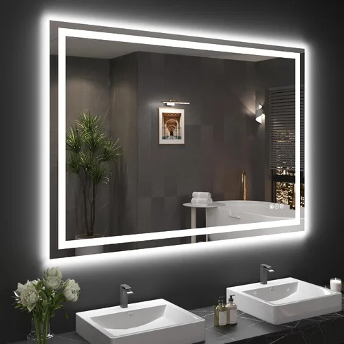 Miniatura 66 de Snowdool Espejo LED de baño, 32 x 32 pulgadas con luz frontal y retroiluminada, antivaho, espejo de tocador de baño para pared, función de memoria