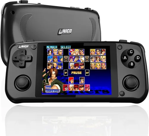 Unico Handheld Game Console, Portable Pocket Player, Pre-Loaded 40 SNK Classic Games, Including King of Fighters, Metal Slug, etc., 4" IPS Screen,