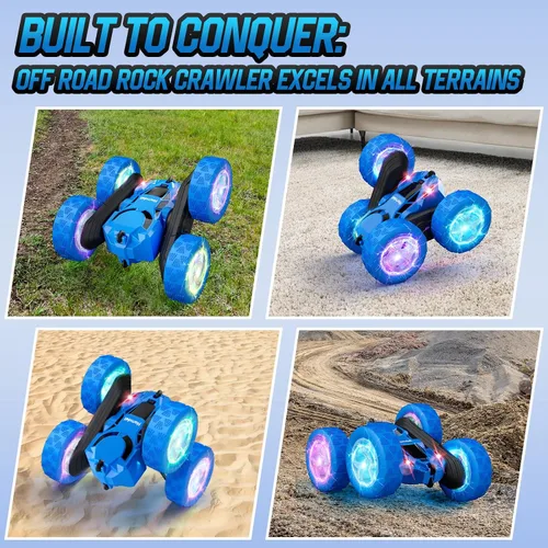 Miniatura 6 de Hamdol STEM - Auto de control remoto para niños de 6 a 12 años, auto de acrobacias RC 4WD con luces LED de rueda y giros de 360°, juguete eléctrico