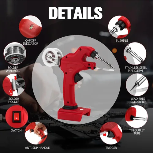 Miniatura 4 de Soldador inalámbrico para batería Milwaukee de 18 V, pistola de soldadura de 30 W, kit de soldador de precalentamiento rápido de 30 segundos