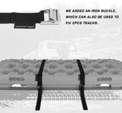 Miniatura 3 de XPV AUTO Tablas de tracción para pistas de recuperación, escalera de neumáticos, alfombrilla 4WD para arena y lodo de nieve todoterreno 4X4 (negro)