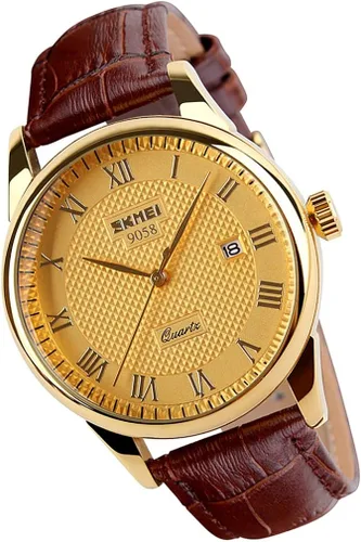 SKMEI Reloj para hombre, vestido de negocios, clásico, de moda, casual, negro, cuarzo, analógico, impermeable, calendario, fecha, simple, relojes de