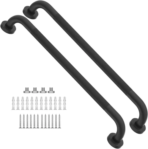 Munzong - Paquete de 2 barras de agarre antideslizantes de 24 pulgadas para ducha, color negro aceitado de 1.25 pulgadas de diámetro, barra de