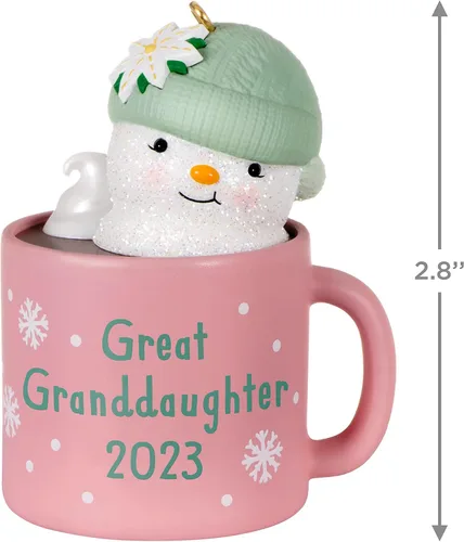 Miniatura 5 de Hallmark Keepsake Adorno de Navidad 2023, taza de cacao caliente para bisnieta, regalos familiares