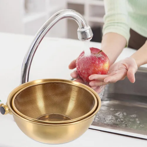 Miniatura 5 de Luxshiny Cesta coladora de acero inoxidable con colador de malla fina y lavabo de 7.08 pulgadas para cocina, verduras, frutas, arroz, limpieza