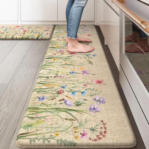 Miniatura 19 de KIMODE Tapete antifatiga para suelo de cocina, semicírculo de 18 x 28 pulgadas, de espuma viscoelástica, acolchado, antideslizante, tapetes cómodos