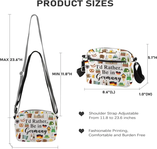 Miniatura 2 de PWHAOO Bolsa de maquillaje de viaje de Alemania, preferiría estar en Alemania, bolsa de cosméticos para vacaciones - Regalo de recuerdo, Más bien