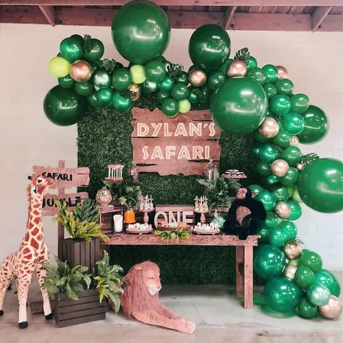 Miniatura 4 de FOTIOMRG 110 piezas de kit de arco de guirnalda de globos verde oscuro, globos de látex verde oscuro de 18/12/10/5 pulgadas de diferentes tamaños
