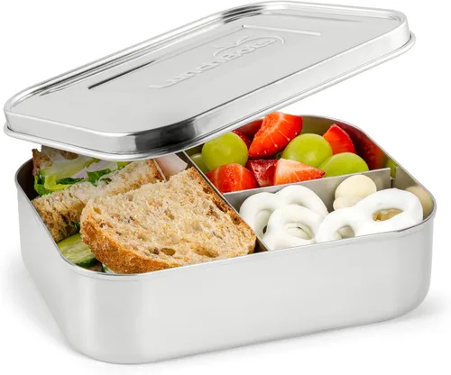Miniatura 22 de LunchBots Contenedor Mediano Cuádruple para Aperitivos - Contenedor de Alimentos Dividido de Acero Inoxidable - Cuatro Secciones para Comida