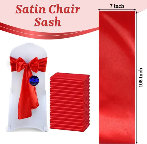 Miniatura 3 de MDS Bandas de Satén para Sillas, Paquete de 50, 7"x108" Cada Una, Lazos Decorativos de Cinta para Respaldos de Sillas para Fiestas de Navidad, Cena