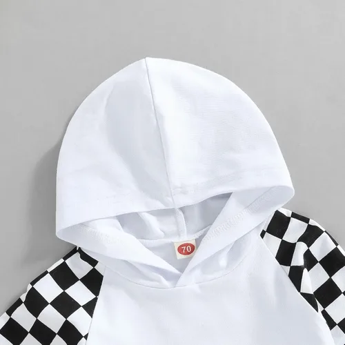 Miniatura 4 de Conjunto de 2 piezas de ropa de otoño e invierno con capucha a cuadros para niños y niñas