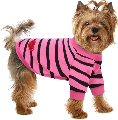 Miniatura 17 de Camiseta a rayas para perros y gatos, chaleco de algodón para primavera, verano, para mascotas, adecuada para mascotas pequeñas y medianas y Amarillo