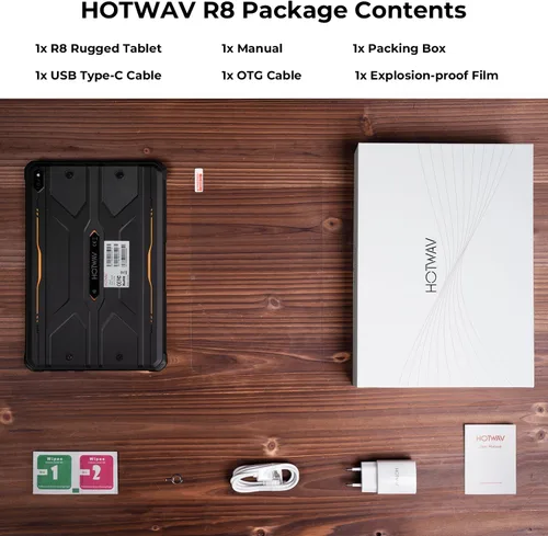 Miniatura 9 de HOTWAV R8 Tablet impermeable Android 14, tableta resistente de 10.1 pulgadas HD+, 10800 mAh, 12 GB + 128 GB/TF 1 TB, 13 MP+5 MP Cámara Tabletas