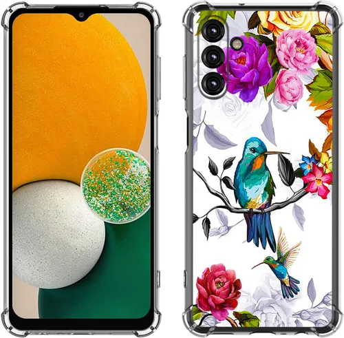 Miniatura 33 de Samsung Galaxy A14 5G - Funda para teléfono celular, diseño de flores de mariposa azul, a prueba de golpes, TPU con bordes elevados, compatible