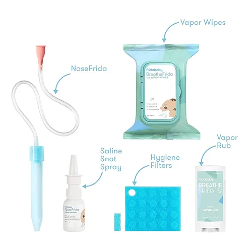 Miniatura 9 de Frida Baby Juego de alivio del resfriado y la gripe, kit de alivio de la congestión, incluye el aspirador nasal NoseFrida, filtro de higiene