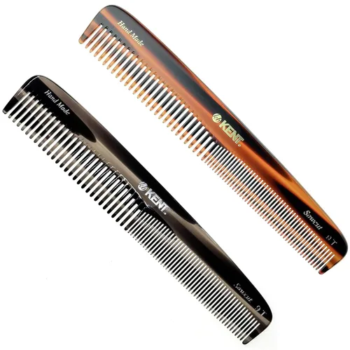 Miniatura 11 de Kent 9T Peine Desenredante de Dientes Finos y Dientes Anchos - Peine de Peinado Grande Hecho a Mano con Corte de Sierra para Cabello Húmedo y Blanco