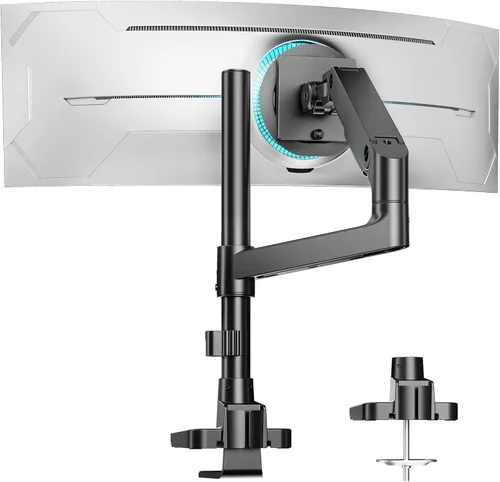 Miniatura 13 de ARES WING Soporte de escritorio con brazo de doble monitor para monitores ultraanchos de 17 a 49 pulgadas, soporte de monitor doble resistente