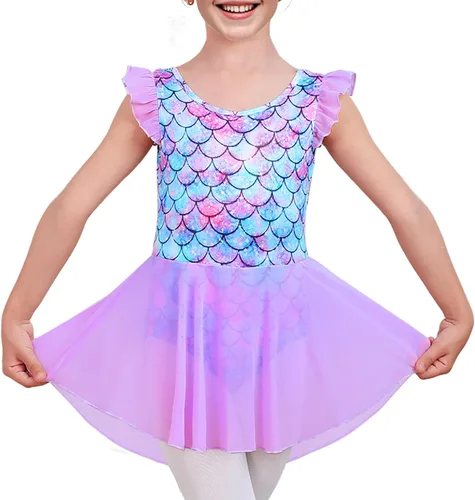 Miniatura 62 de LUOUSE Elegante leotardo de ballet para niñas con falda, mangas con volantes y volantes, perfecto para baile y gimnasia
