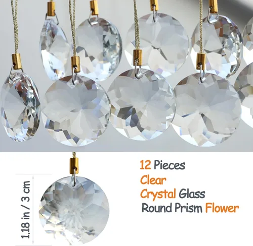 Miniatura 2 de 12 bolas de Navidad de cristal de 1.18 pulgadas, mini flor redonda de prisma para decoración de árbol de Navidad, adorno colgante para boda, fiesta