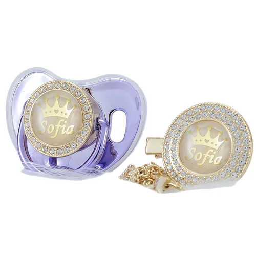 Miniatura 13 de Juego de Chupete y Clip Personalizado con Nombre en Oro Rosa con Brillos, Regalo Ideal para Baby Shower, Sesión de Fotos de Recién Nacido y Recuerdo