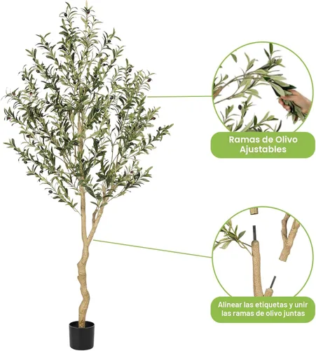Miniatura 5 de Realead Árbol de olivo sintético de 6 pies, plantas de olivo alto, árbol de seda de olivo falso en maceta, olivos artificiales para decoración