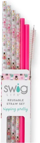 Miniatura 2 de Swig Life Paquete de 6 pajitas de plástico reutilizables con cepillo de limpieza, popotes reutilizables de plástico sin BPA, pajitas coloridas