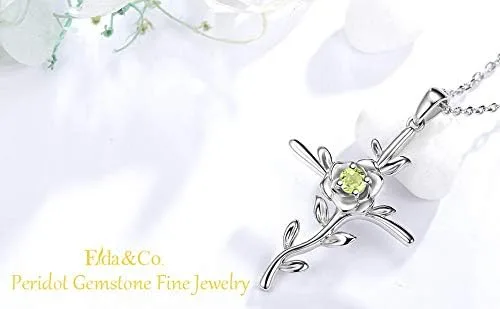 Miniatura 3 de ELDA & CO. Regalos de cumpleaños, amor de mamá, collar de hojas de esperanza para esposa, plata de ley 925, piedras natales de mayo de junio