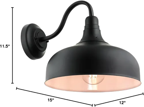 Miniatura 10 de Sunlite 46067-SU - Lámpara rústica de estilo granero con cuello de cisne, montaje en pared, enchufe de base media (E26), requiere bombilla estándar
