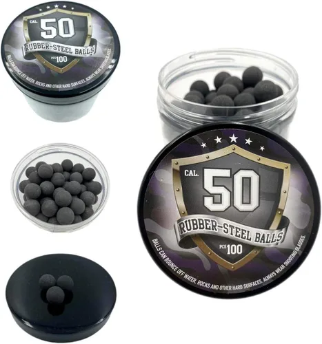 100 bolas de acero de goma de mezcla dura de alta calidad, bolas de paintballs en 50 Cal. para entrenamiento de tiro, pistolas de defensa personal