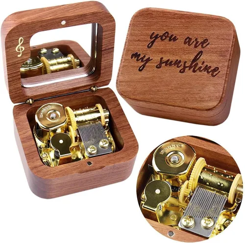 Miniatura 8 de Sinzyo You are My Sunshine - Caja de música de madera maciza tallada con láser, cajas musicales para cumpleaños, día de San Valentín, Navidad