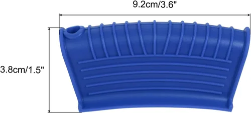 Miniatura 2 de uxcell 4 piezas de soporte de silicona para mango de sartén caliente, funda antideslizante resistente al calor para cocina, ollas y sartenes, Azul