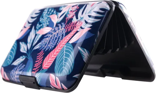 Miniatura 18 de Tarjetero de aluminio con bloqueo RFID para hombres y mujeres, elegante cartera de viaje con 7 ranuras, la mejor protección contra escaneos