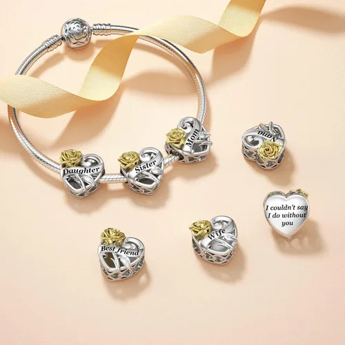 Miniatura 8 de SEVENWELL Dijes familiares para Pandora, cuentas de plata de ley 925 con diseño de corazón para pulsera, madre, hermana, hija, esposa, nana, mejor