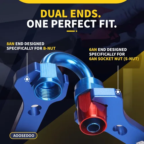 Miniatura 4 de Llave de ajuste ajustable para accesorios AN de 3AN-16AN, llave de manguera de aluminio ligera de extremo plano negro con un zócalo de 6AN-AN8
