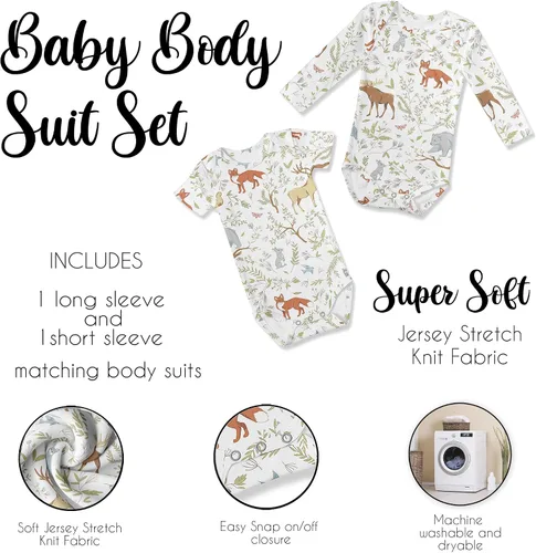 Miniatura 9 de Sweet Jojo Designs Baby Clothes Bodysuit Short Long Sleeve Newborn Infant Bodysuits