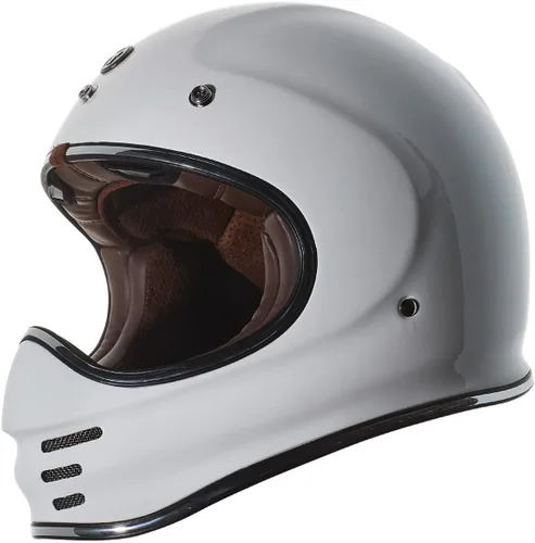 Miniatura 15 de TORC T3/Baja - Casco de motocicleta de fibra de vidrio retro clásico de cara completa con aprobación DOT y ECE Lealtad blanca brillante