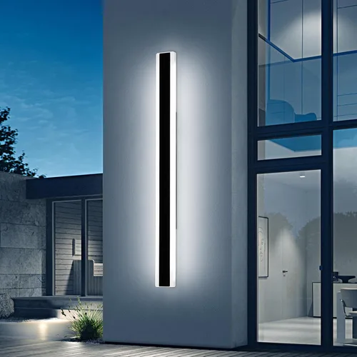 Miniatura 26 de Luz de pared exterior moderna de 47 pulgadas, accesorios de iluminación exterior de acrílico negro de 3000K, montaje en pared, luces de porche