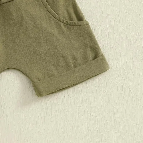 Miniatura 85 de Ropa de bebé niño sin mangas + pantalones cortos con estampado a rayas con bolsillos, 2 piezas de trajes de verano