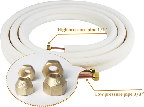 Miniatura 4 de Extensión de tubo de cobre de aire acondicionado de 50 pies, 1/4 pulgadas 1/2 pulgadas 3/8 pulgadas de polietileno grueso para mini split AC