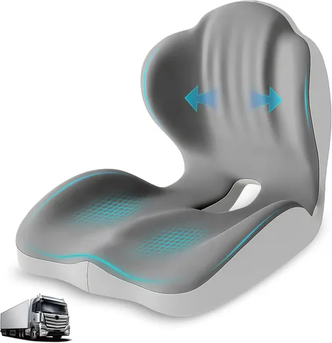 Cojín de asiento con almohada de apoyo lumbar para conductor de camión, cojín de espuma viscoelástica para aliviar la presión del coxis y conducción