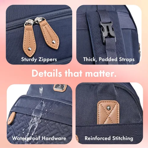 Miniatura 5 de Dikaslon - Mochila para pañales con cambiador portátil, funda para chupete y correas para cochecito, bolsas de bebé unisex grandes para niños y Azul