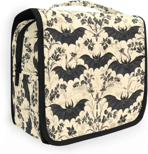 MNSRUU Neceser colgante con diseño de calavera y girasol, bolsa de maquillaje de viaje para artículos de tocador, organizador de artículos de