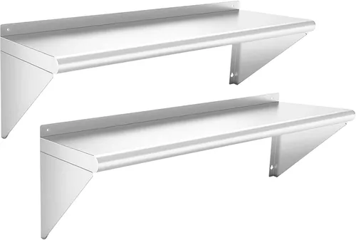 Miniatura 23 de Estante de acero inoxidable de 12 x 36 pulgadas, estantes de acero inoxidable comerciales de 300 libras para montaje en pared, estantes de metal 1