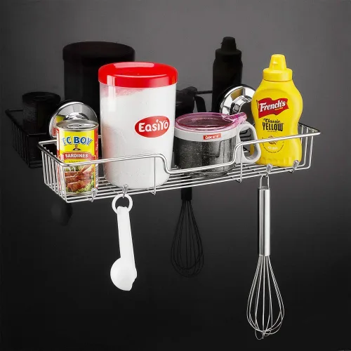 Miniatura 5 de SANNO Organizador de ducha con ventosa con ganchos, potente ventosa, organizador de almacenamiento combinado de estante de baño, accesorios de baño
