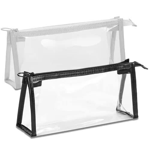 Miniatura 7 de Etercycle Bolsa de aseo aprobada por la TSA, bolsas transparentes con cremallera para viajar, bolsas de maquillaje transparentes Samll bolsa de Negro