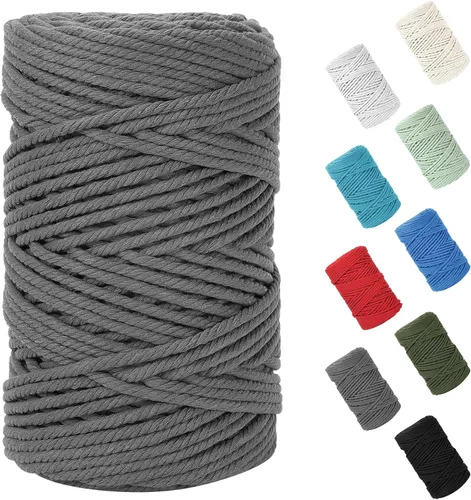 Miniatura 31 de Cordón de macramé de 0.079 in x 380 yardas (1140 pies), cuerda de algodón natural para colgar en la pared, ganchos de plantas, manualidades, Beige