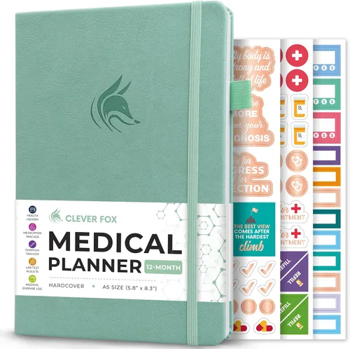 Miniatura 11 de Clever Fox - Planificador médico compacto A5 de 12 meses – Cuaderno médico, diario de salud, diario de bienestar para el seguimiento de la salud