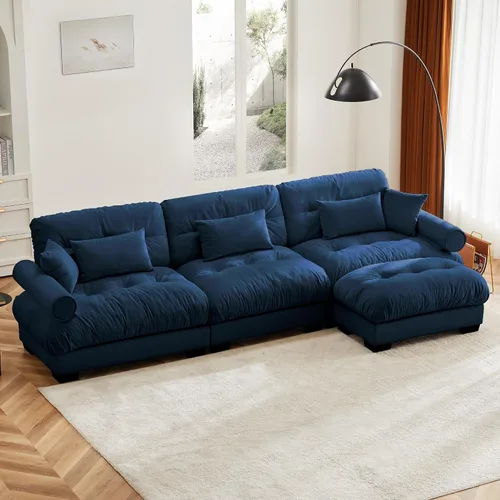 Miniatura 84 de Otomana beige para sofá modular modular, sofá individual, asiento otomano para sofá modular convertible, sofás de terciopelo para sala de estar